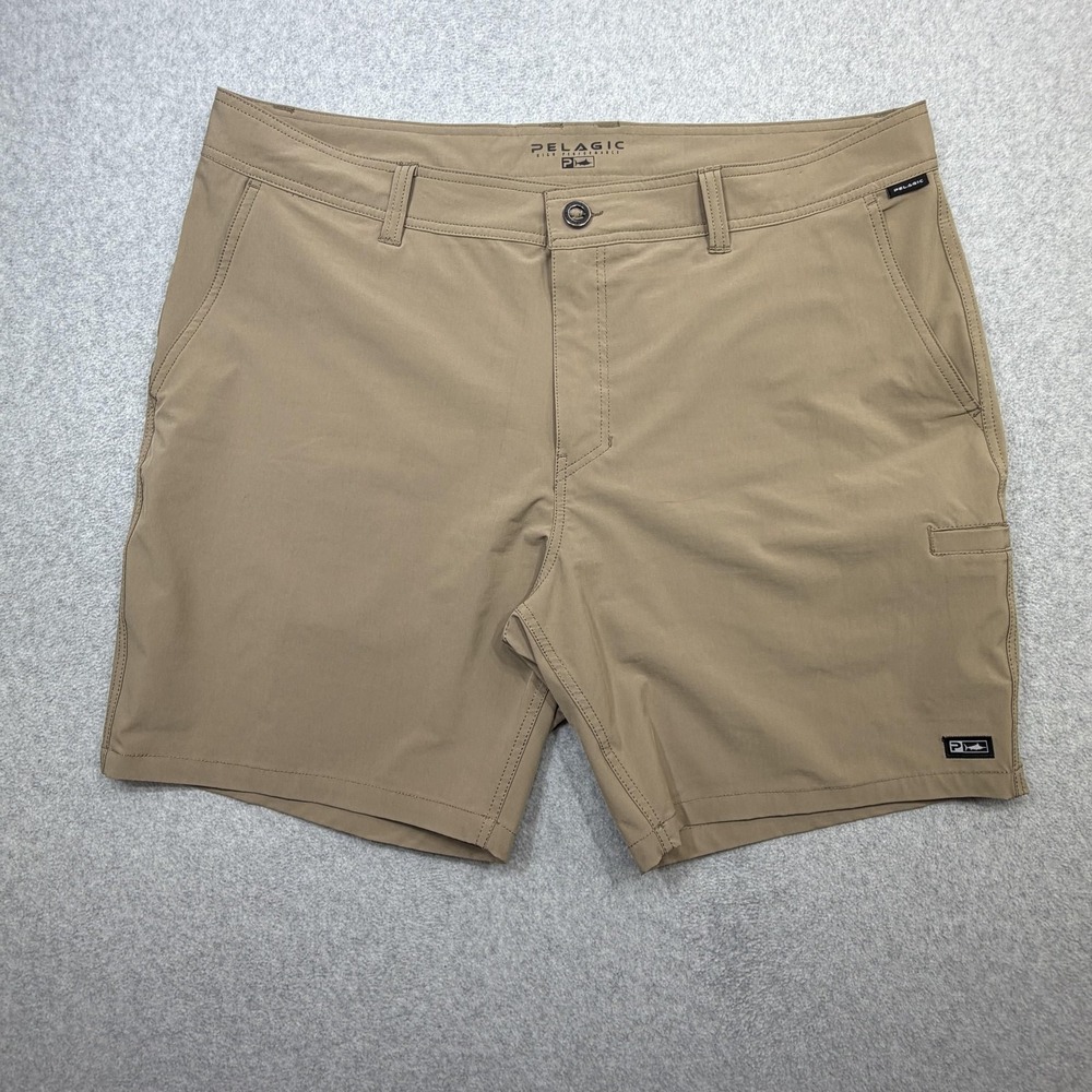 Pelagic Shorts Mens 40 Beige Chino High Performance Stretch Tech Pocket 8 Inch